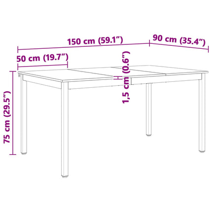 Matbord Naturfärg 150 x 90 x 75 cm Massiv furu