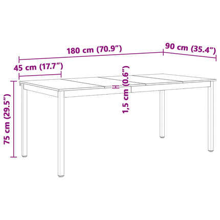 Matbord Vit 180 x 90 x 75 cm Massiv furu