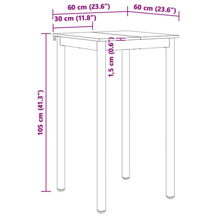Barbord Vit 60 x 60 x 105 cm Massiv furu