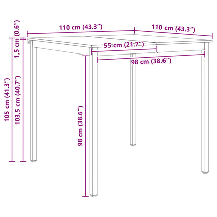 Barbord Vit 110 x 110 x 105 cm Massiv furu