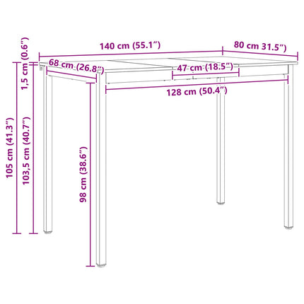 Barbord Naturfärg 140 x 80 x 105 cm Massiv furu