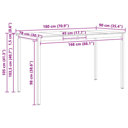 Barbord Naturfärg 180 x 90 x 105 cm Massiv furu