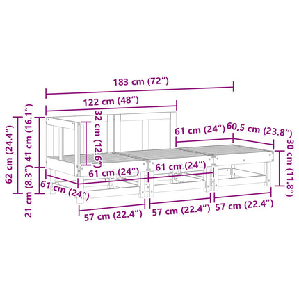 Sektionell Soffa Enheter VaxBrun 183 x 61 x 62 cm Massivt furu