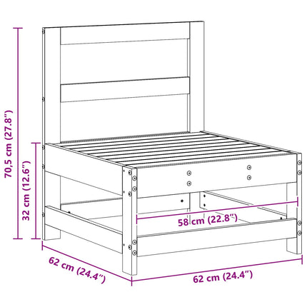 Trädgård Mittensoffa Massivt furu VaxBrun 62 x 62 x 70,5 cm
