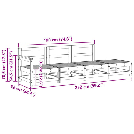 Sektionell Soffa Enheter VaxBrun 252 x 62 x 70,5 cm