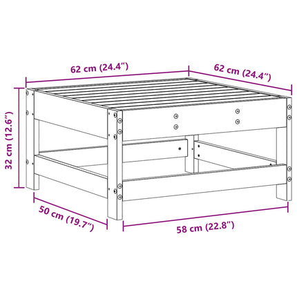 Trädgårdsfotpall Massivt furu VaxBrun 62 x 62 x 32 cm