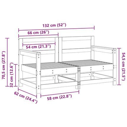 Trädgårdshörnssoffa Massivt furu VaxBrun 132 x 62 x 70,5 cm