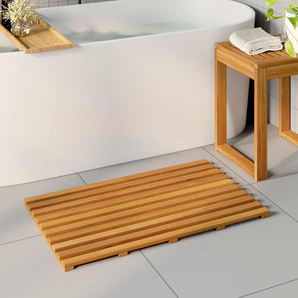 Badmatta Enfärgad Brun 80 x 48 x 2,5 cm Massivt Akaciaträ