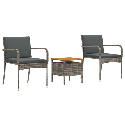 Trädgårds Bistro Set 3 pcs Grå konstrotting