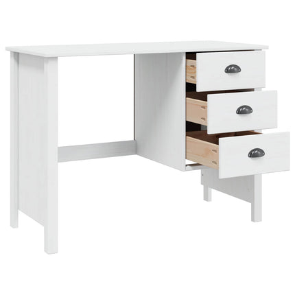 Skrivbord med Lådor HILL Vit 100 x 45 x 74 cm Massivt furu