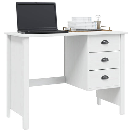 Skrivbord med Lådor HILL Vit 100 x 45 x 74 cm Massivt furu