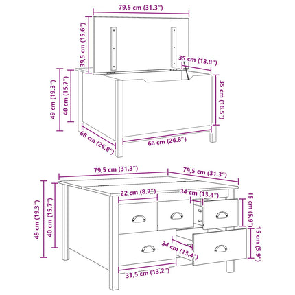 Kaffeebord HILL Vit och honung brun 79,5 x 79,5 x 49 cm