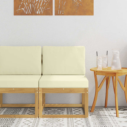 Utomhussoffset Vit och grädde 59 x 63 x 73 cm Massivt Akaciaträ