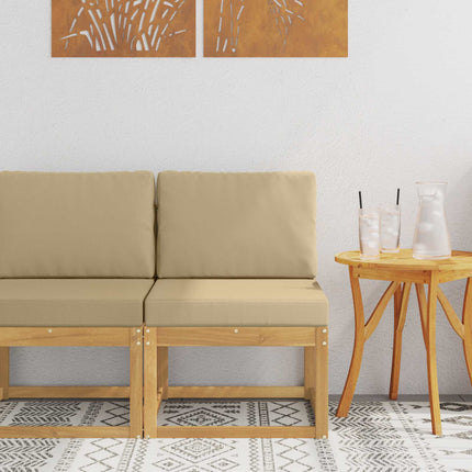 Utomhussoffset Vit och Beige 59 x 63 x 73 cm Massivt Akaciaträ