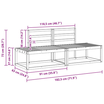 Modulsoffa utomhus 2 Stycke Vit 182,5 x 63 x 73 cm