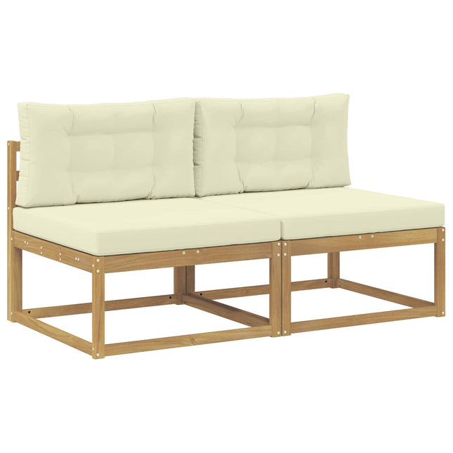 2 Stycke Utomhus Mellansoffa Polyester Vit