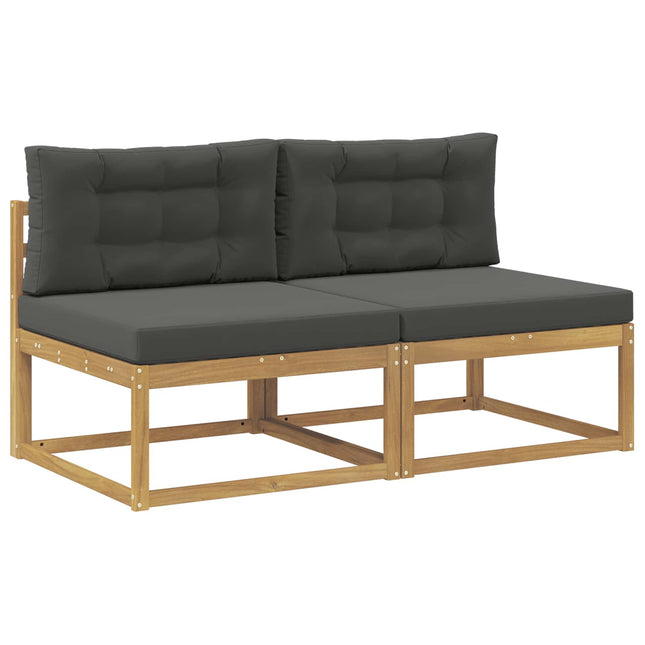 2 Stycke Utomhus Mellansoffa Polyester Vit