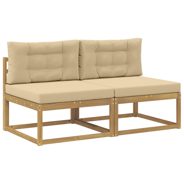 2 Stycke Utomhus Mellansoffa Polyester Vit