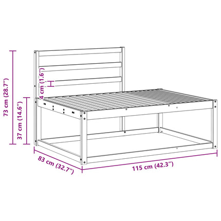 Modulsoffa utomhus Vit 115 x 83 x 73 cm Massivt Akaciaträ