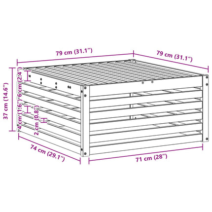 Utomhuspall Massivt Akaciaträ Vit 79 x 79 x 37 cm