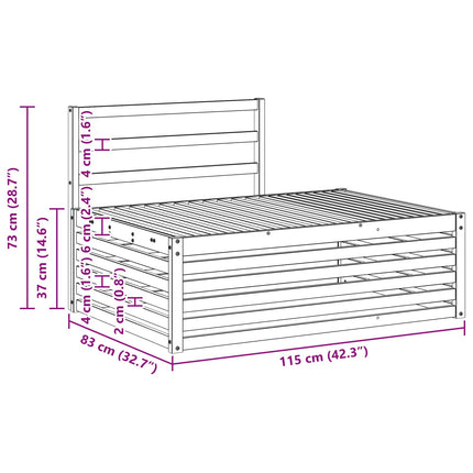 Utomhus modulsoffa Vit 115 x 83 x 73 cm Massivt Akaciaträ