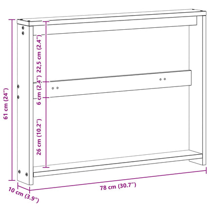 Armstöd modul 2 pcs Vit 78,5 x 10 x 61 cm Massivt Akaciaträ