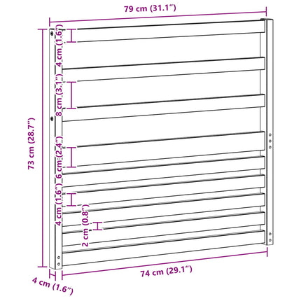Armstöd modul 2 pcs Vit 79 x 4 x 73 cm Massivt Akaciaträ