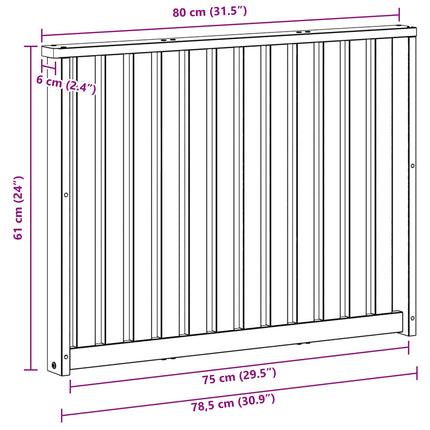 Armstödmodul 2 pcs Vit 80 x 6 x 61 cm Massivt Akaciaträ