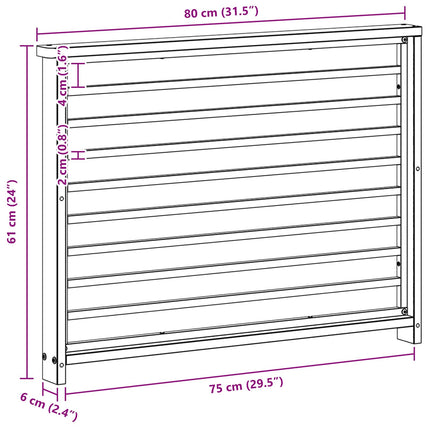 Armstödmodul 2 pcs Vit 80 x 6 x 61 cm Massivt Akaciaträ