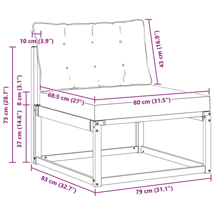 Utomhus Mellansoffa med kudde Vit 79 x 83 x 73 cm stål