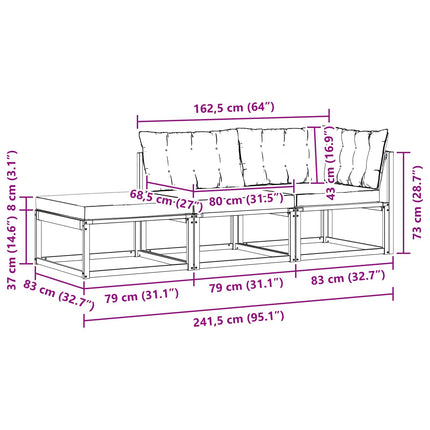 Sektionell Soffa Enheter med kudde Vit 241,5 x 83 x 73 cm