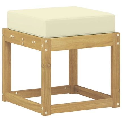 Utomhuspall med kudde Vit 43 x 43 x 45 cm Massivt Akaciaträ