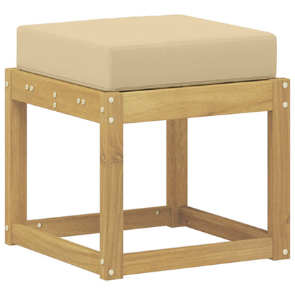 Utomhuspall med kudde Vit 43 x 43 x 45 cm Massivt Akaciaträ
