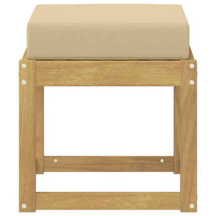 Utomhuspall med kudde Vit 43 x 43 x 45 cm Massivt Akaciaträ