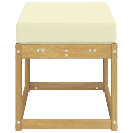 Utomhuspall med kudde Vit 80 x 43 x 45 cm Massivt Akaciaträ