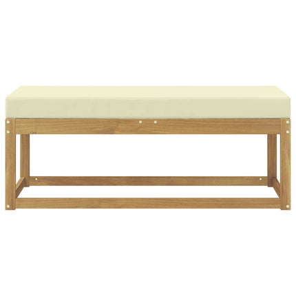 Utomhuspall med kudde Vit 115 x 43 x 45 cm Massivt Akaciaträ