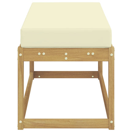 Utomhuspall med kudde Vit 115 x 43 x 45 cm Massivt Akaciaträ