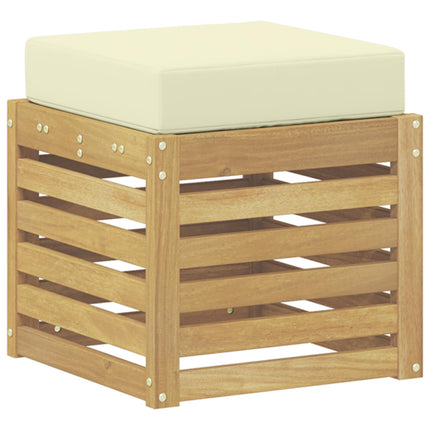 Utomhuspall med kudde Vit 43 x 43 x 45 cm Massivt Akaciaträ