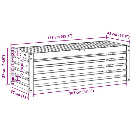 Utomhuspall Vit 115 x 43 x 37 cm Massivt Akaciaträ