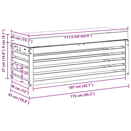 Utomhussoffset Vit och antracit 115 x 43 x 45 cm