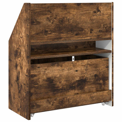 Barnbokhylla med låda Rökt ek 60 x 29,5 x 69 cm Konstruerat trä