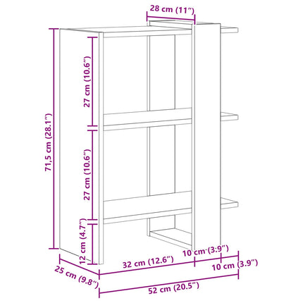 Hyllsystem Betonggrå 52 x 25 x 71,5 cm Konstruerat trä