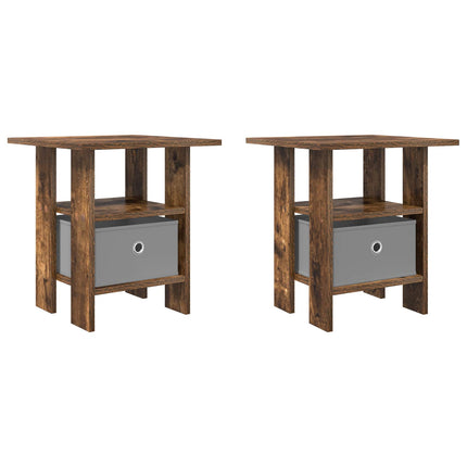 Sängbord med låda 2 pcs Rökt ek 41 x 40 x 45 cm Konstruerat trä