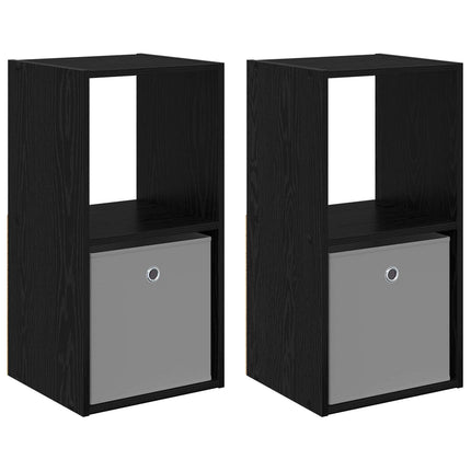 Sängbord 2 pcs Svart Ek 35 x 32 x 68,5 cm Konstruerat trä
