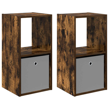 Sängbord 2 pcs Rökt ek 35 x 32 x 68,5 cm Konstruerat trä