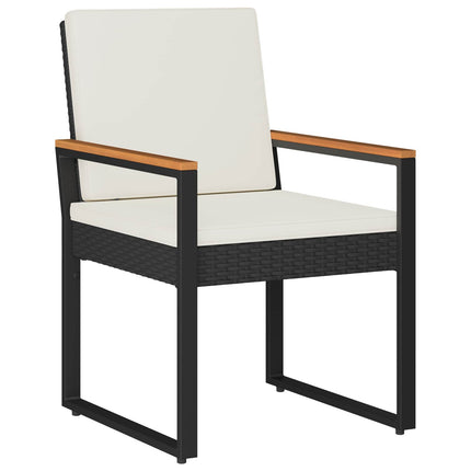 Utemöbelset med kudde 4 pcs Svart och krämvit konstrotting