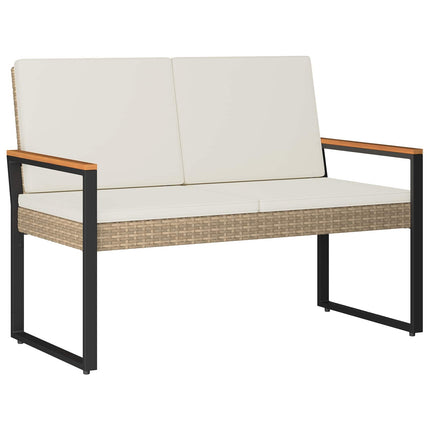 Utemöbelset med kudde 4 pcs Beige och krämvit konstrotting