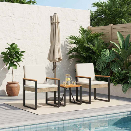 Utemöbelset med kudde 3 pcs Beige och krämvit konstrotting