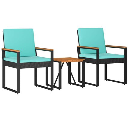 Utemöbelset med kudde 3 pcs Svart och turkos konstrotting