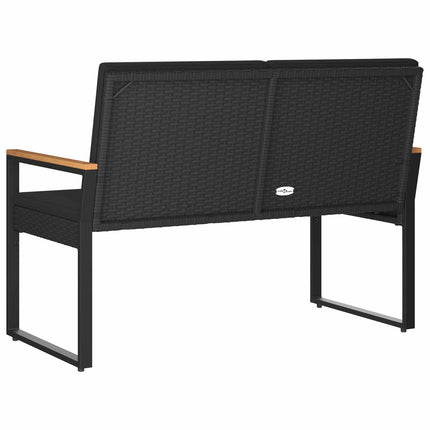 Utomhusbänk med kudde Svart 107 x 61 x 80 cm konstrotting